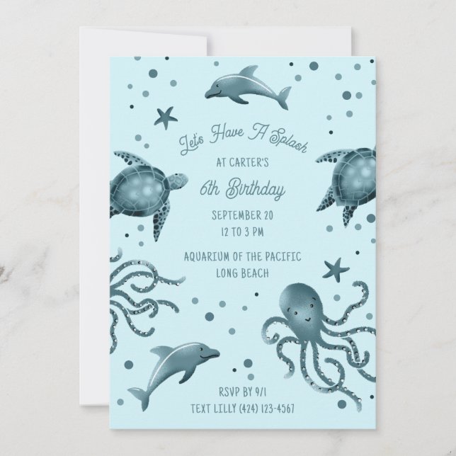 Aquarium Sea Life Kids Ocean Birthday Party Invitation (Front)