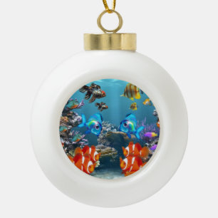 Aquarium Style Ceramic Ball Christmas Ornament