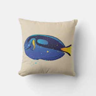 Aquarium Tropical Blue Tang Fish Print Cushion