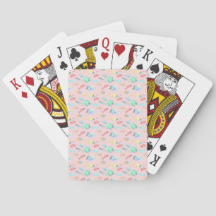 Aquarium - water colour fish pattern - light pink playing cards