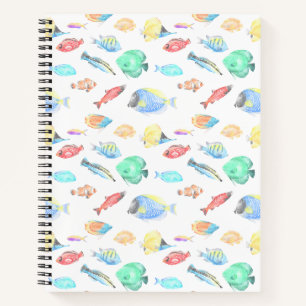 Aquarium - water colour fish pattern - notebook