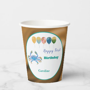 Aquarius 1st Birthday Gold Foil Elegant Zodiac Paper Cups