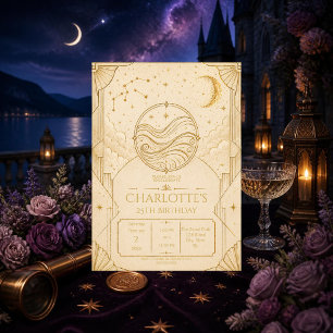 Aquarius 25th Birthday Invitation Elegant Stars