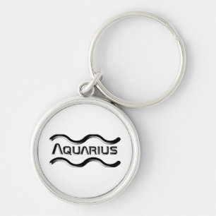 AQUARIUS, Abstract Design of the Zodiac Sign, Key Ring