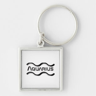 AQUARIUS, Abstract Design of the Zodiac Sign,  Key Ring
