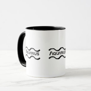 AQUARIUS, Abstract Design of the Zodiac Sign,  Mug