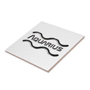 AQUARIUS, Abstract Design of the Zodiac Sign,  Tile