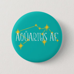 AQUARIUS AF w constellation symbols Uranus & sign 6 Cm Round Badge