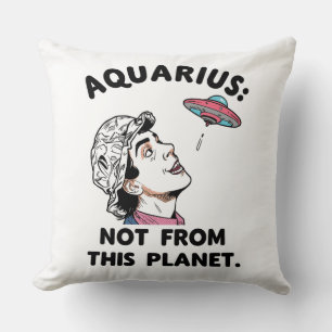 Aquarius Alien UFO Cosmic Zodiac Graphic Cushion