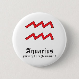 AQUARIUS ASTROLOGIC SIGN, SYMBOL ZODIAC 6 CM ROUND BADGE