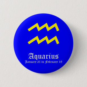 AQUARIUS ASTROLOGIC SIGN, SYMBOL ZODIAC 6 CM ROUND BADGE