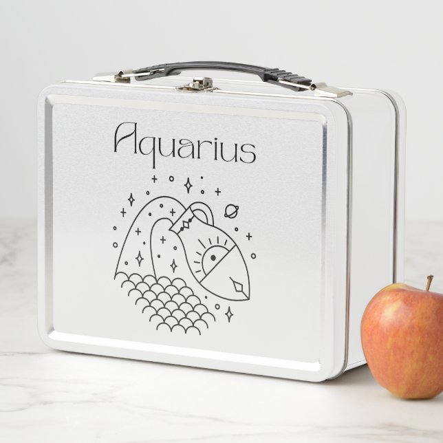 Aquarius Astrological Sign Zodiac Metal Lunch Box (In Situ)