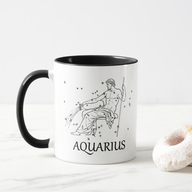 Aquarius Astrology Constellation And Traits Mug (With Donut)