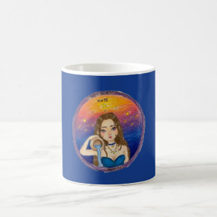 Aquarius Astrology Girl in Blue Starry Sky Coffee Mug
