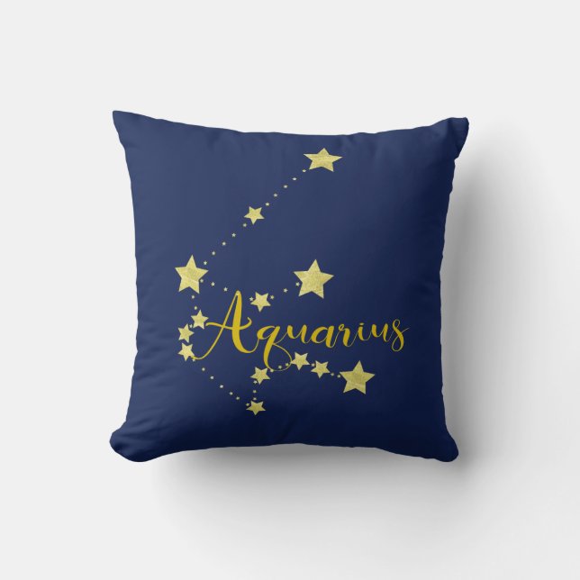 Aquarius Astrology with Constellation of Stars Cushion (Front)