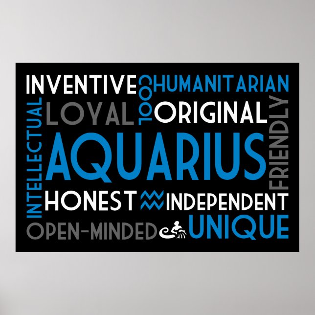 Aquarius Astrology Word Collage Print (Front)