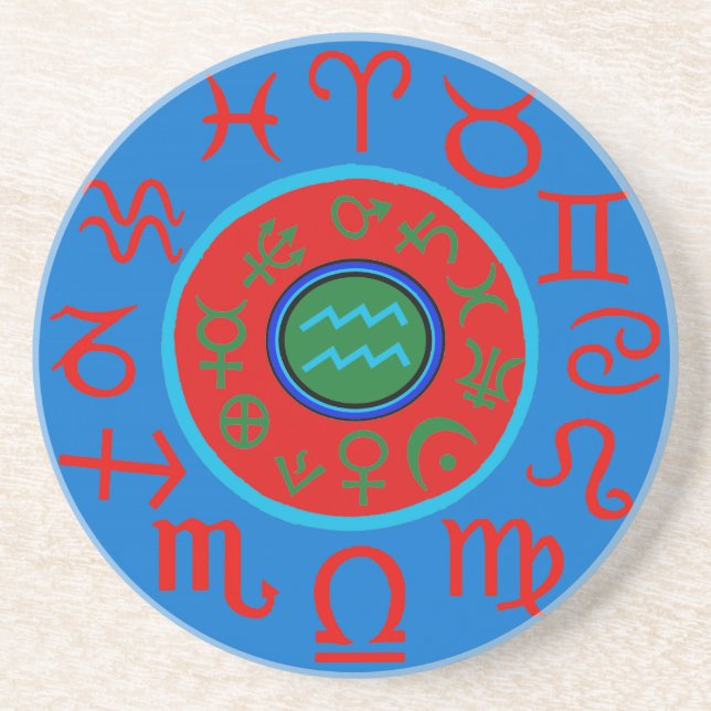 Aquarius Astrology Zodiac Coaster (Front)