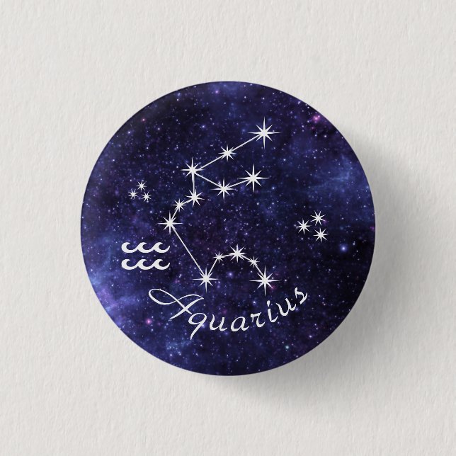 Aquarius Badge, Zodiac Horoscope Badge (Front)