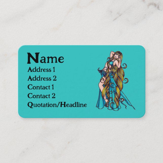 Aquarius Belly Dancer Business Cards (Front)