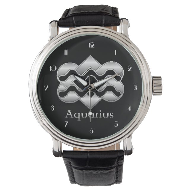 Aquarius Birth Sign Celtic Knot Zodiac Wrist Watch (Front)
