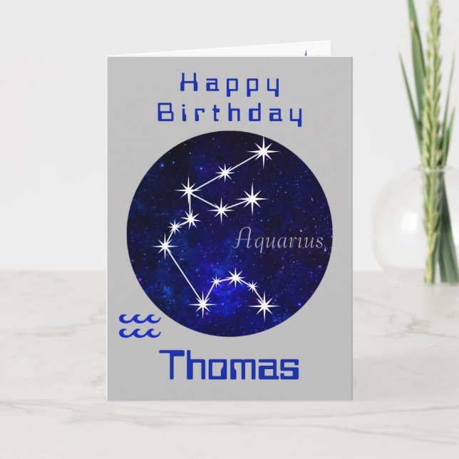 Aquarius Birthday Card, Horoscope Card (Front)