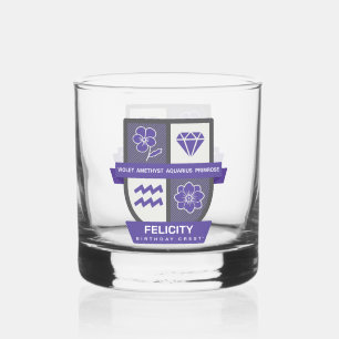 Aquarius Birthday Crest™ for February 1-18 Whiskey Glass