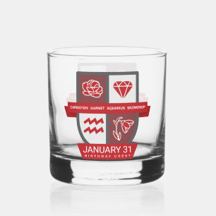 Aquarius Birthday Crest™ January 20-31 Whiskey Glass