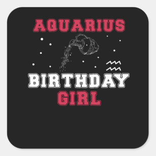 Aquarius Birthday Girl Square Sticker