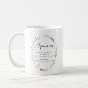 Aquarius Birthday Heartfelt Wildflower Personalise Coffee Mug