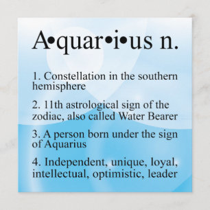 Aquarius Birthday Invitation or Birth Announcement