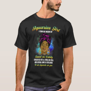 Aquarius Black Afro Girl Af Zodiac January Februar T-Shirt