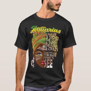 Aquarius Black Girl Birthday January 20 to Februar T-Shirt