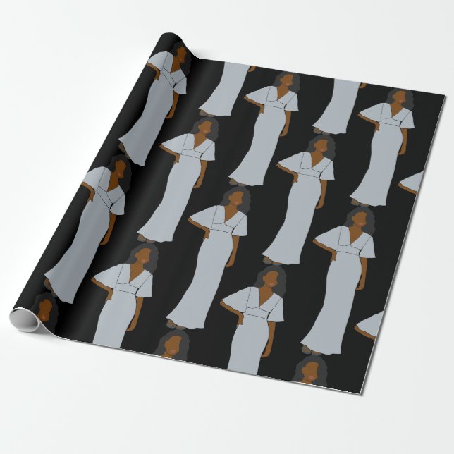 Aquarius Black Zodiac Astrology Wrapping Paper (Unrolled)