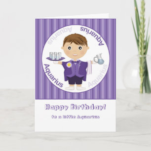 Aquarius Boy - Happy Birthday Card