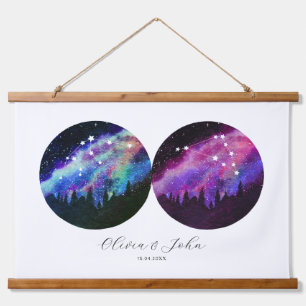 Aquarius Capricorn Personalised Couple Horoscope Hanging Tapestry