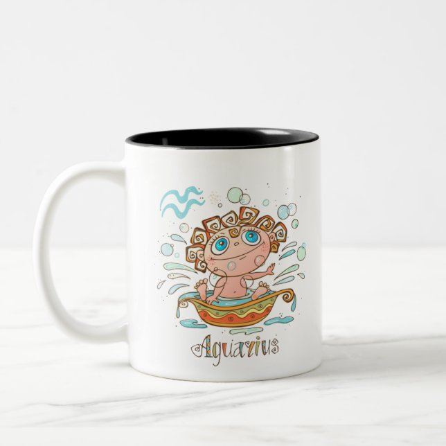 Aquarius Cartoon Baby Two-Tone Coffee Mug (Left)