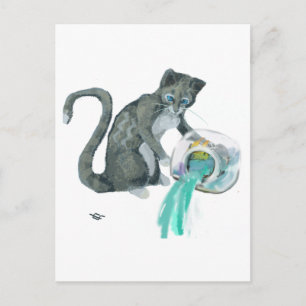 Aquarius Cat Postcard