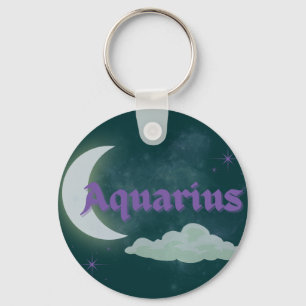 Aquarius Celestial Aesthetic Dreamy Moon Cloud Art Key Ring