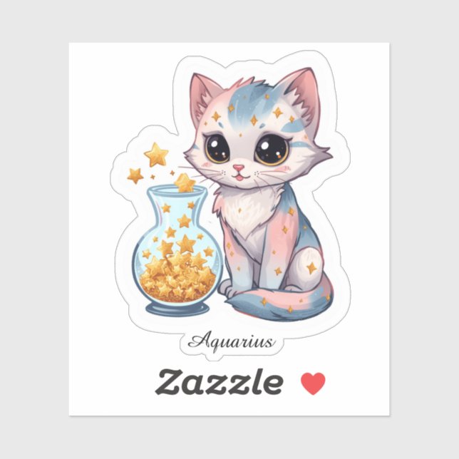 Aquarius Celestial Zodiac Sticker - Water Bearer (Sheet)