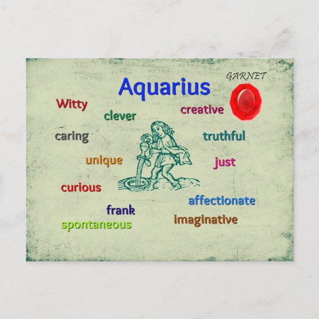 Aquarius characteristics zodiac card (Front)
