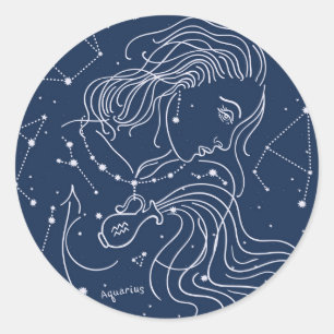 Aquarius Classic Round Sticker