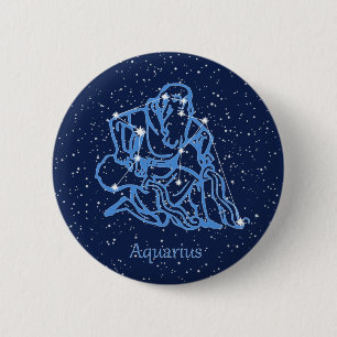 Aquarius Constellation and Zodiac Sign with Stars 6 Cm Round Badge