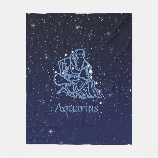 Aquarius Constellation and Zodiac Sign with Stars Fleece Blanket (Front)