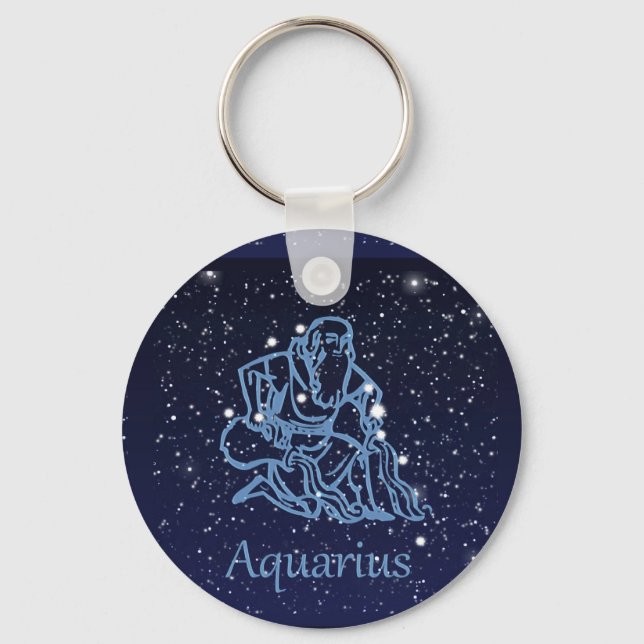 Aquarius Constellation and Zodiac Sign with Stars  Key Ring (Front)