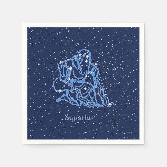Aquarius Constellation and Zodiac Sign with Stars Napkin (Front)