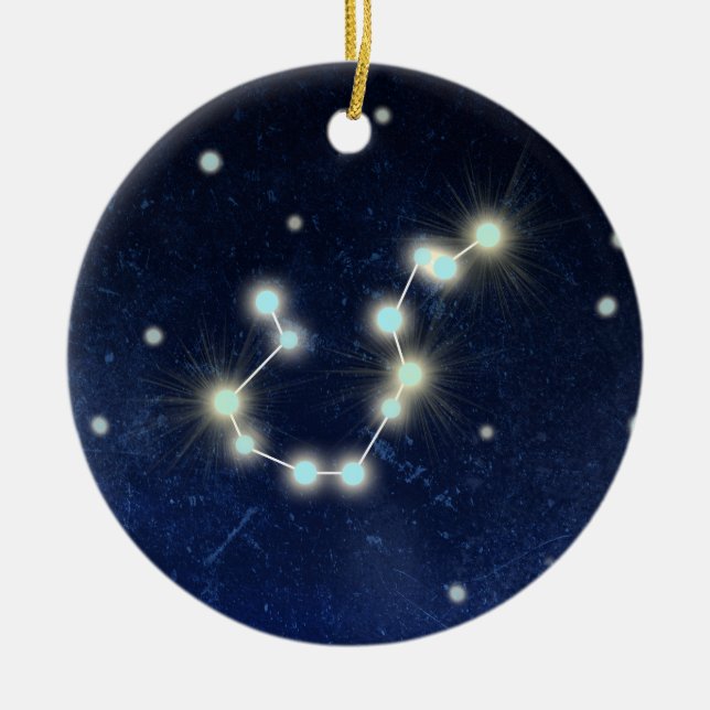 Aquarius Constellation | Custom Name Ceramic Tree Decoration (Front)
