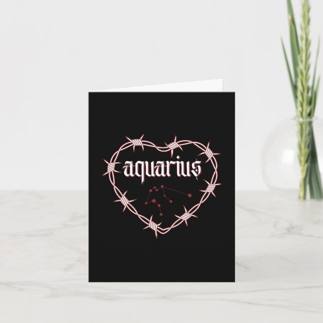 Aquarius Constellation Gothic Dark Edgy Birthday Card (Front)