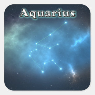 Aquarius constellation square sticker