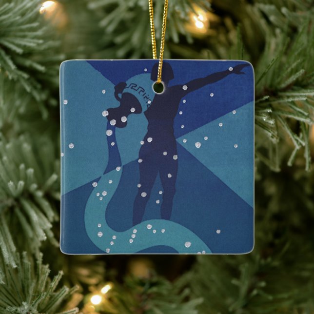 Aquarius Constellation, Vintage Zodiac Astrology Ceramic Ornament (Tree)