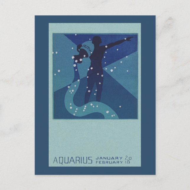 Aquarius Constellation, Vintage Zodiac Astrology Postcard (Front)